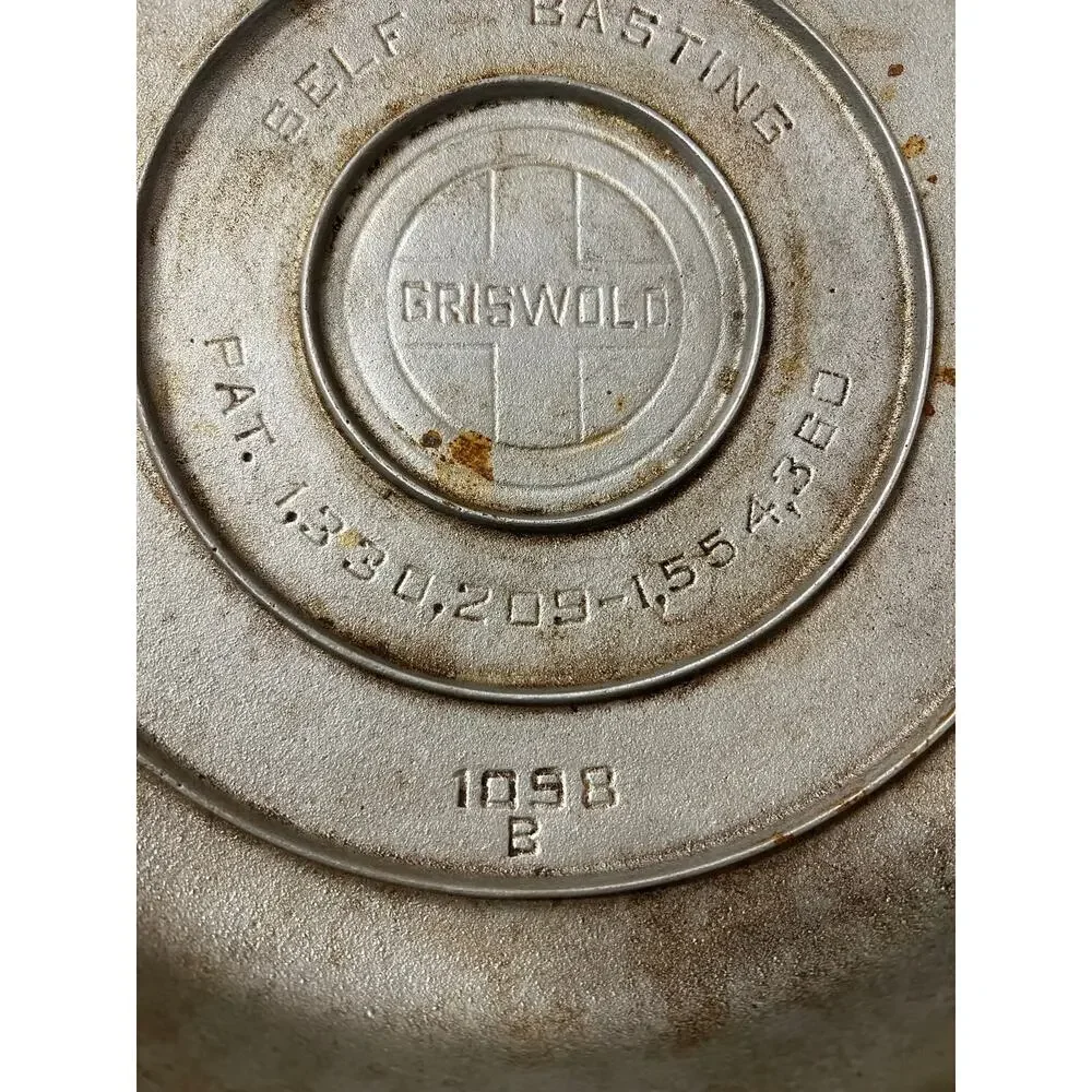 Vintage Griswold No 8 Chrome Cast Iron Chicken Fryer 777 Lid 1098B